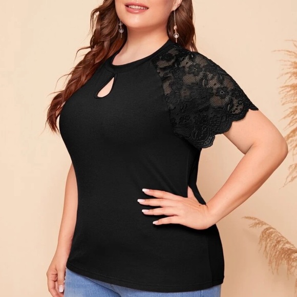 Black lace sleeve blouse - Picture 3 of 6